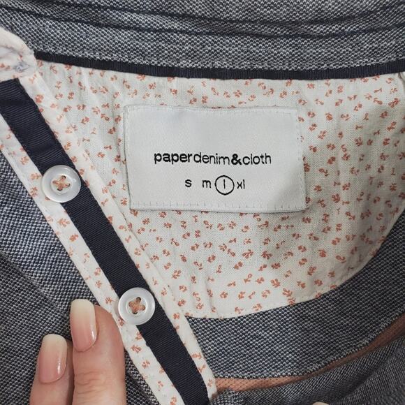 Paper Denim & Cloth | Colorblock Henley Polo Short Sleeve Button Front Shirt - Picture 7 of 11